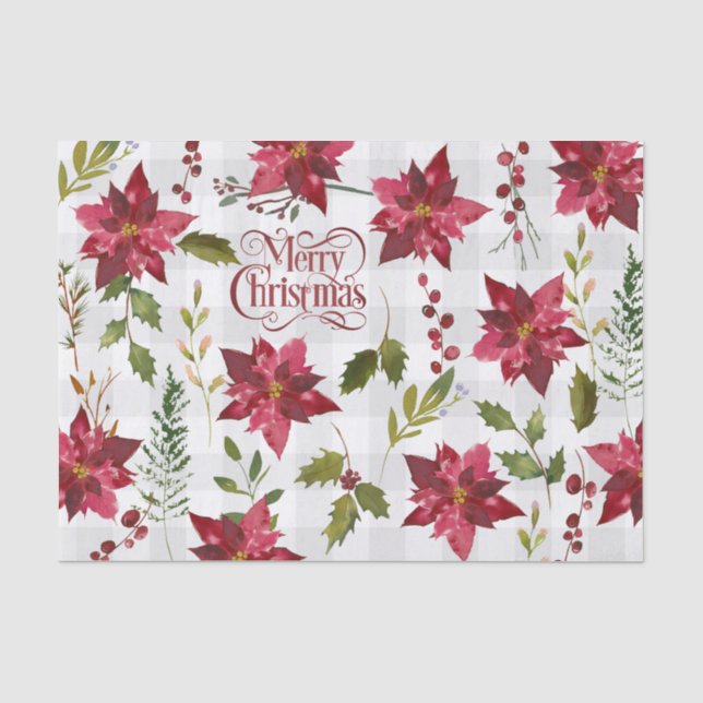 Weihnachtsfloral Poinsettia Skript Typografie Seidenpapier (Vorderseite)