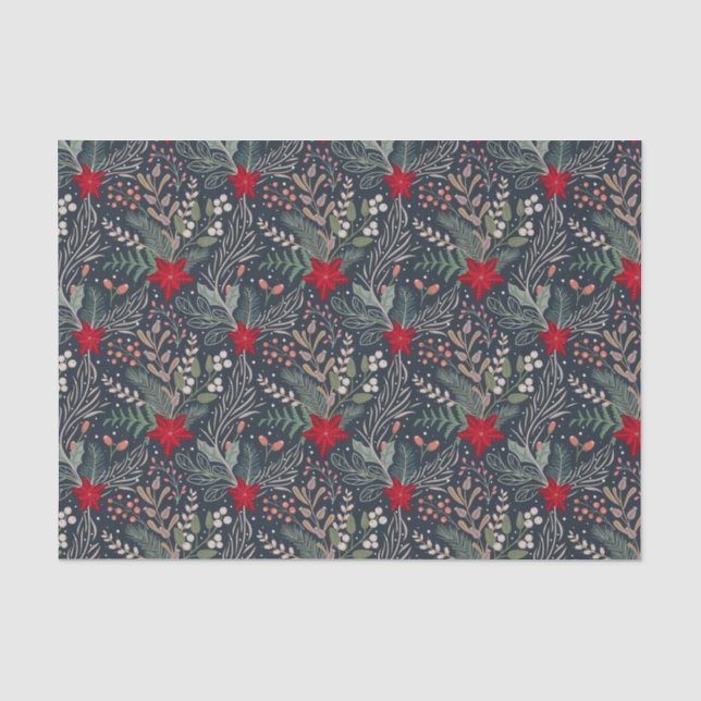 Weihnachtsfloral Poinsettia Winter Heather Seidenpapier (Vorderseite)