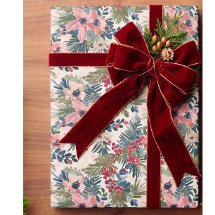 Weihnachtsflorales Botanisches Design für die Feie Geschenkpapier