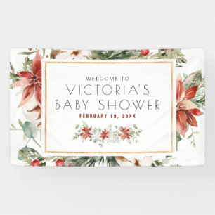 Weihnachtsflorales Grün Babyparty-Willkommen Banner