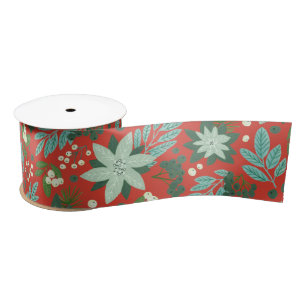 Weihnachtsflorales Rot Satinband