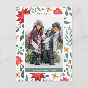 Weihnachtsflorales Weihnachtsfotokarte Feiertagspostkarte