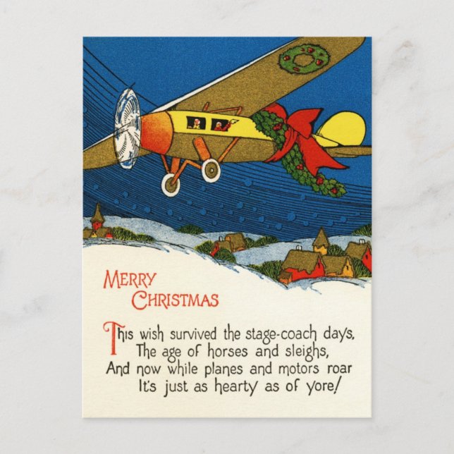 Weihnachtsflugzeug Feiertagspostkarte (Vorderseite)
