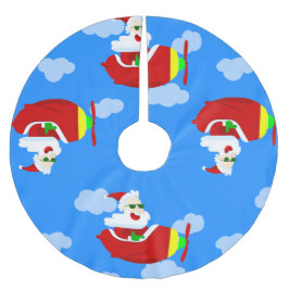 Weihnachtsflugzeug-Pilot santa Wolken Polyester Weihnachtsbaumdecke