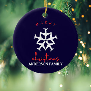 Weihnachtsflugzeug Schneeflocke Foto Lustige Luftf Keramik Ornament