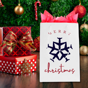 Weihnachtsflugzeug Schneeflocke Foto Lustige Luftf Mittlere Geschenktüte