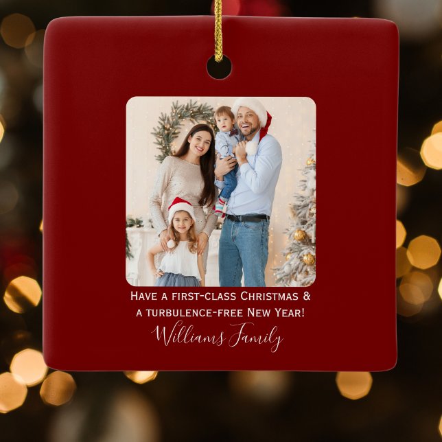 Weihnachtsflugzeug Snowflake Foto Funny Aviation Keramikornament (Von Creator hochgeladen)