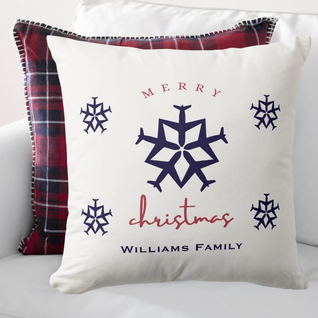 Weihnachtsflugzeug Snowflatter Flugfamilie Name Kissen (Von Creator hochgeladen)