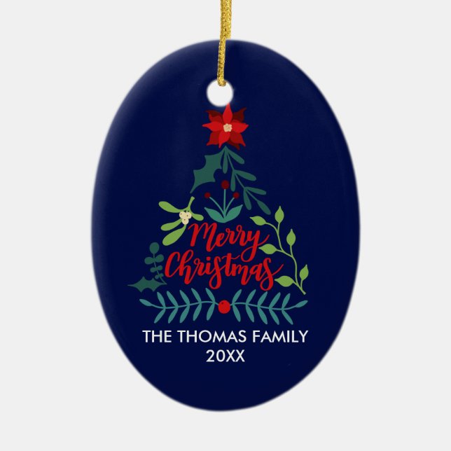 Weihnachtsfoliage-Blätter Keramik Ornament (Vorne)