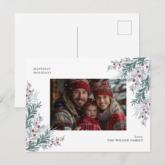 Weihnachtsfolien-Foto Feiertagspostkarte (Vorne/Hinten)
