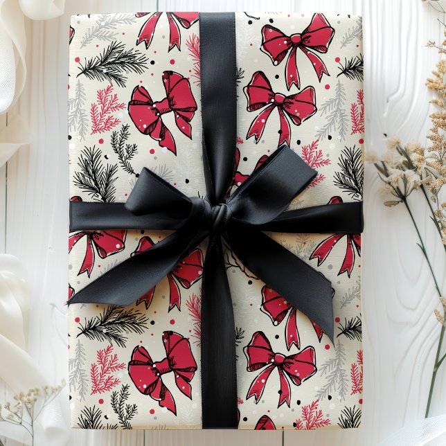 Weihnachtsfolien Red Bows Geschenkpapier (Von Creator hochgeladen)