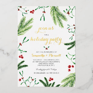 Weihnachtsfolien und Berries Gold Foil Einladung