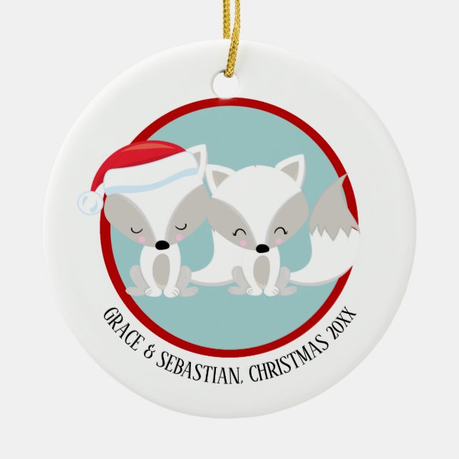 Weihnachtsfosse Personalisiert Keramik Ornament (Vorne)