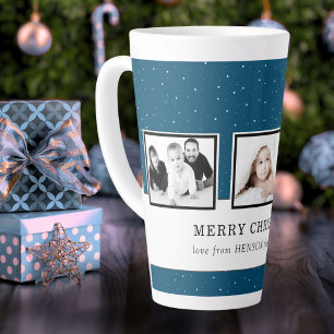 Weihnachtsfoto-Collage Blau Benutzerdefinierte Fam Milchtasse