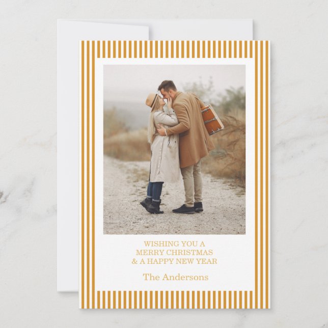 Weihnachtsfoto-Collage Goldene Festtagskarte Einladung (Vorderseite)