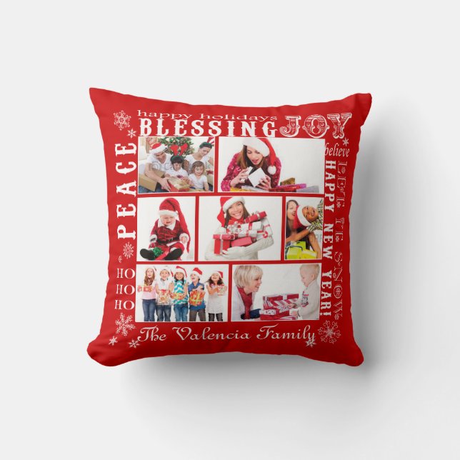 Weihnachtsfoto-Collage vollständig anpassbar Kisse Kissen (Vorderseite)