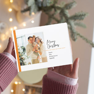 Weihnachtsfoto Familie   Orange Frohe Weihnachten Postkarte