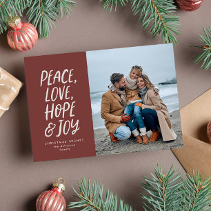Weihnachtsfoto Frieden Liebe Hoffnung Freude Feiertagskarte