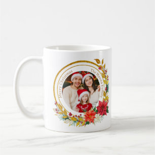 Weihnachtsfoto - Gold Glitter Kranz Familie Kaffeetasse