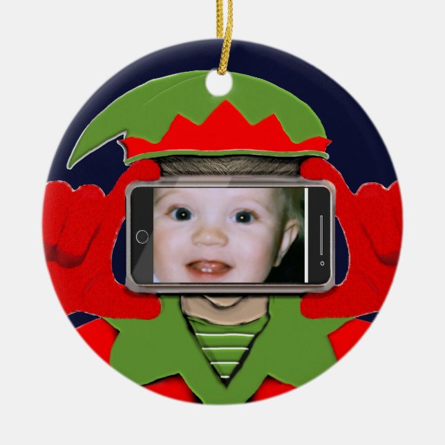 Weihnachtsfoto Keramik Ornament (Vorne)