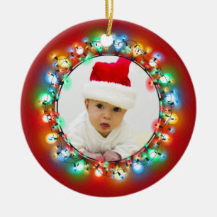 Weihnachtsfoto-Kugeln mit rotem Hintergrund Keramik Ornament
