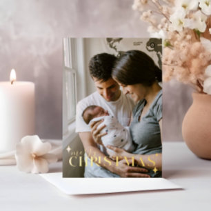 Weihnachtsfoto mit Folie zur Babynammeldung Folieneinladung
