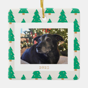 Weihnachtsfoto mit Kiefern Keramikornament