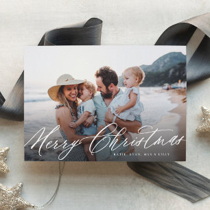 Weihnachtsfoto mit schwungvoller Schrift Feiertagskarte