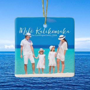 Weihnachtsfoto von der Familienstrandtrip Mele Kal Keramikornament
