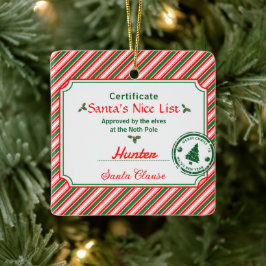 Weihnachtsfoto-Zertifikat Weihnachtsmann Gute List Keramikornament