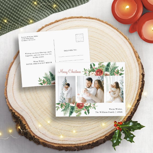 WeihnachtsfotoCollage Feiertagspostkarte (Christmas Photo Collage Holiday Postcard
)