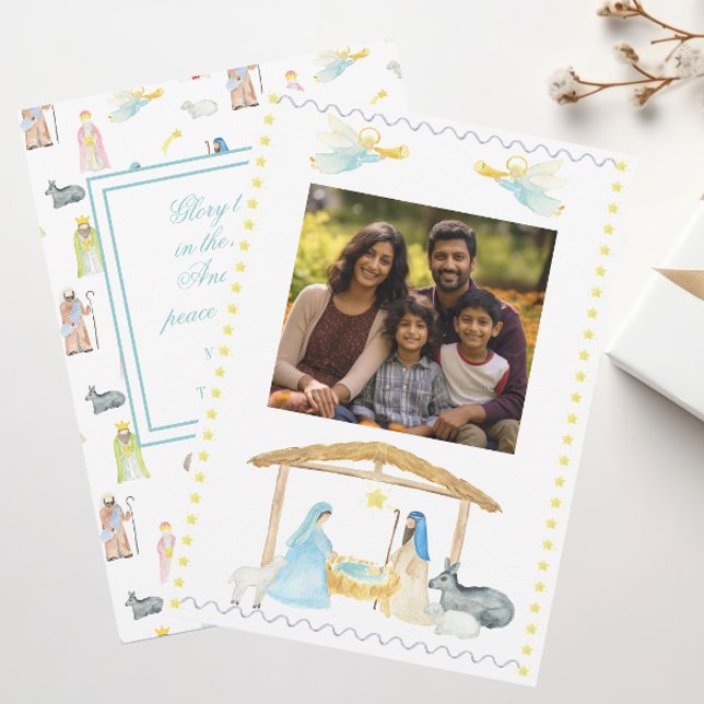 Weihnachtsfotokarte für Wasserfarbe Feiertagskarte (Von Creator hochgeladen)