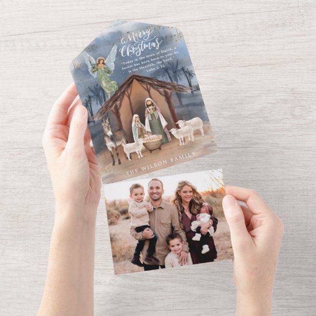 Weihnachtsfotokarte für Weihnachten All In One Einladung (Abreißen)