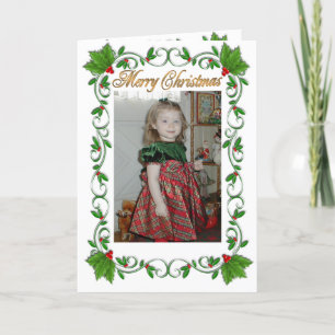 Weihnachtsfotokarte Holly Frame Feiertagskarte