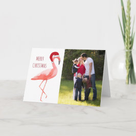 Weihnachtsfotokarte lustig Santa flamingo Feiertagskarte