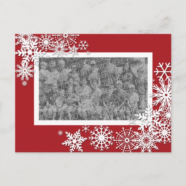 Weihnachtsfotokarte mit Schneeflocken Feiertagspostkarte (Vorderseite)