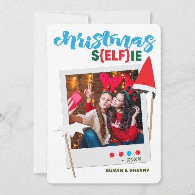 Weihnachtsfotokarte von ELFie Feiertagskarte (Vorderseite)