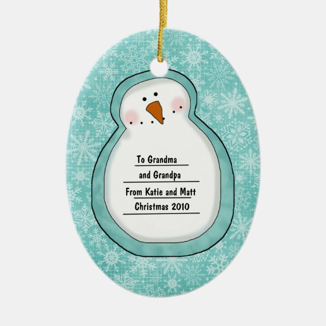 WeihnachtsFotosnowman-Gewohnheits-Foto Keramik Ornament (Vorne)