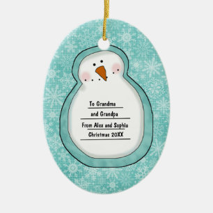 WeihnachtsFotosnowman-kundengerechtes Datum und Keramikornament