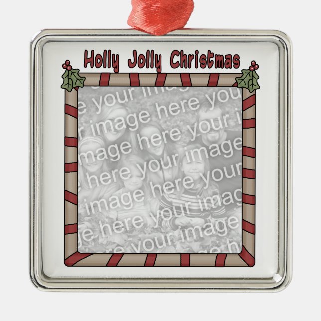 WeihnachtsFotoverzierung Silbernes Ornament (Vorne)