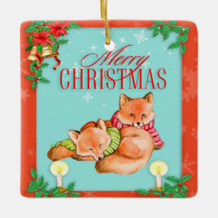Weihnachtsfox Keramikornament