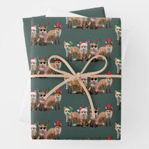 Weihnachtsfox liebt Familie Tier Weihnachtsfeierta Geschenkpapier Set