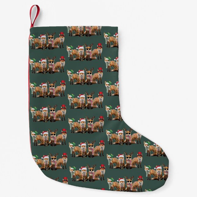 Weihnachtsfox liebt Familie Tier Weihnachtsfeierta Kleiner Weihnachtsstrumpf (Vorderseite)