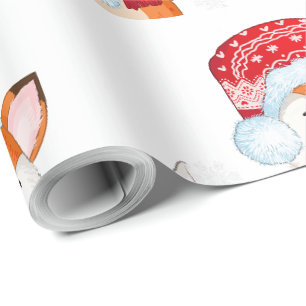 Weihnachtsfox mit Lila Geschenk Geschenkpapier