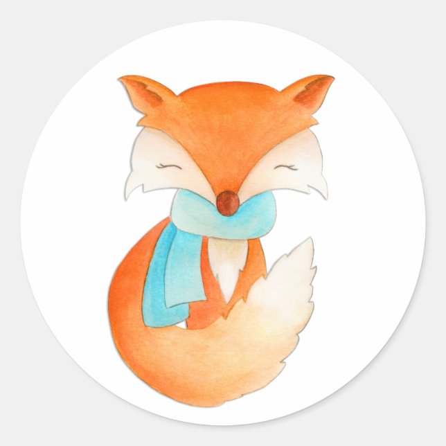 Weihnachtsfox mit Schal-Winteraufkleber Runder Aufkleber (Vorderseite)