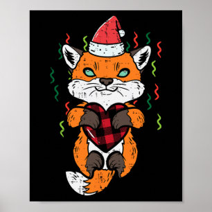 Weihnachtsfox Weihnachtsmann Mädchen Jungen Kinder Poster
