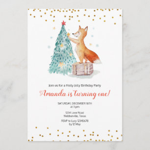 Weihnachtsfox-Winter-Geburtstags-Einladung Einladung