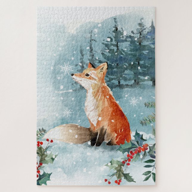 Weihnachtsfoxschneewald (Vertikal)