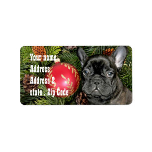 Weihnachtsfranzösische Bulldogge Adressaufkleber