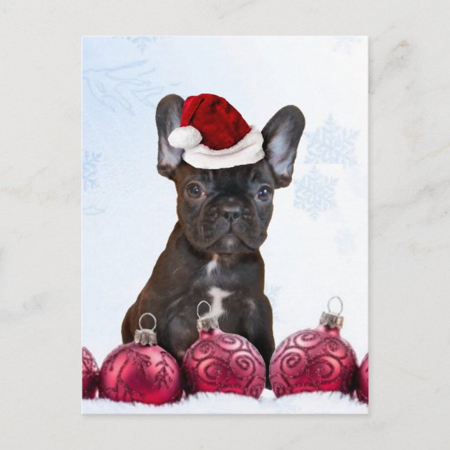 Weihnachtsfranzösische Bulldogge Feiertagspostkarte (Vorderseite)